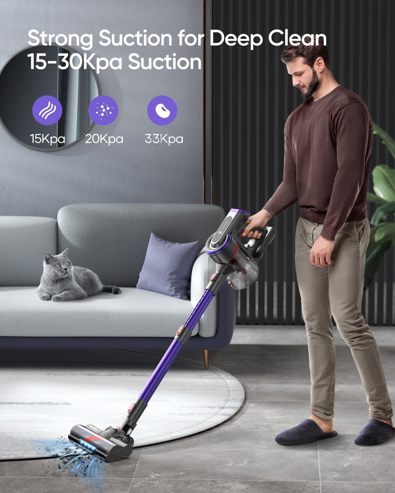 Butre JR400 33KPa Cordless Vacuum Cleaner Handheld Wireless With Touch Display 400W Home Appliance For Floors/Carpets/Dog Hair