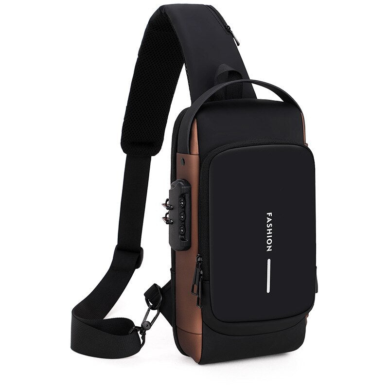 Men Multifunction Anti Theft USB Shoulder Bag Man Crossbody Cross Body Travel Sling Chest Bags Pack Messenger Pack