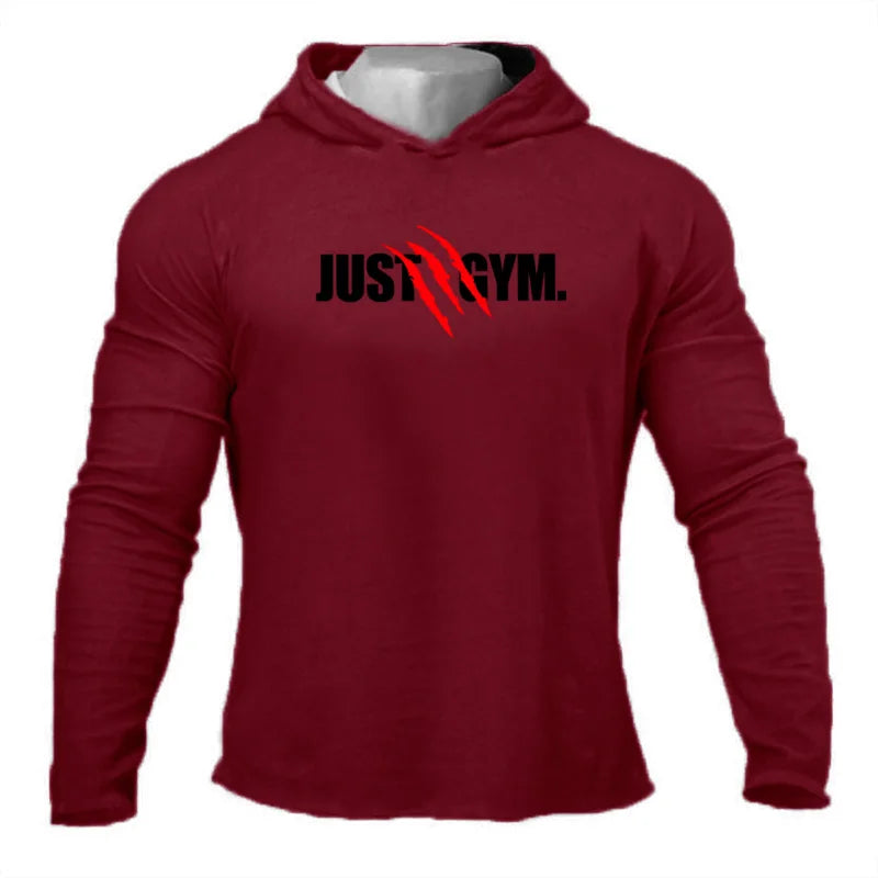 Autumn Slim Fit Hooded T Shirt Mens Cotton Gym T-shirt Men Sports Long Sleeve Shirt Spring Bodybuilding Tee Tops Fitness tshirt