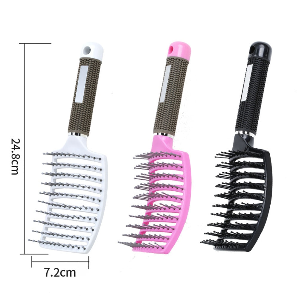 Hair Wave Brush for Salon New Scalp Massage Swept Back Curved Comb Bristle&amp;Nylon Women Man Wet Curly Detangle Styling Tools