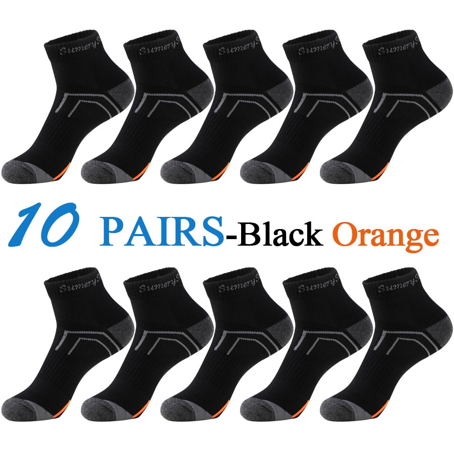 5 Pairs/Lot Mens Running Socks Casual Outdoor Sports Cotton Orange Red Stripes Compression Black 15 Styles Travel Hot Sale 2023