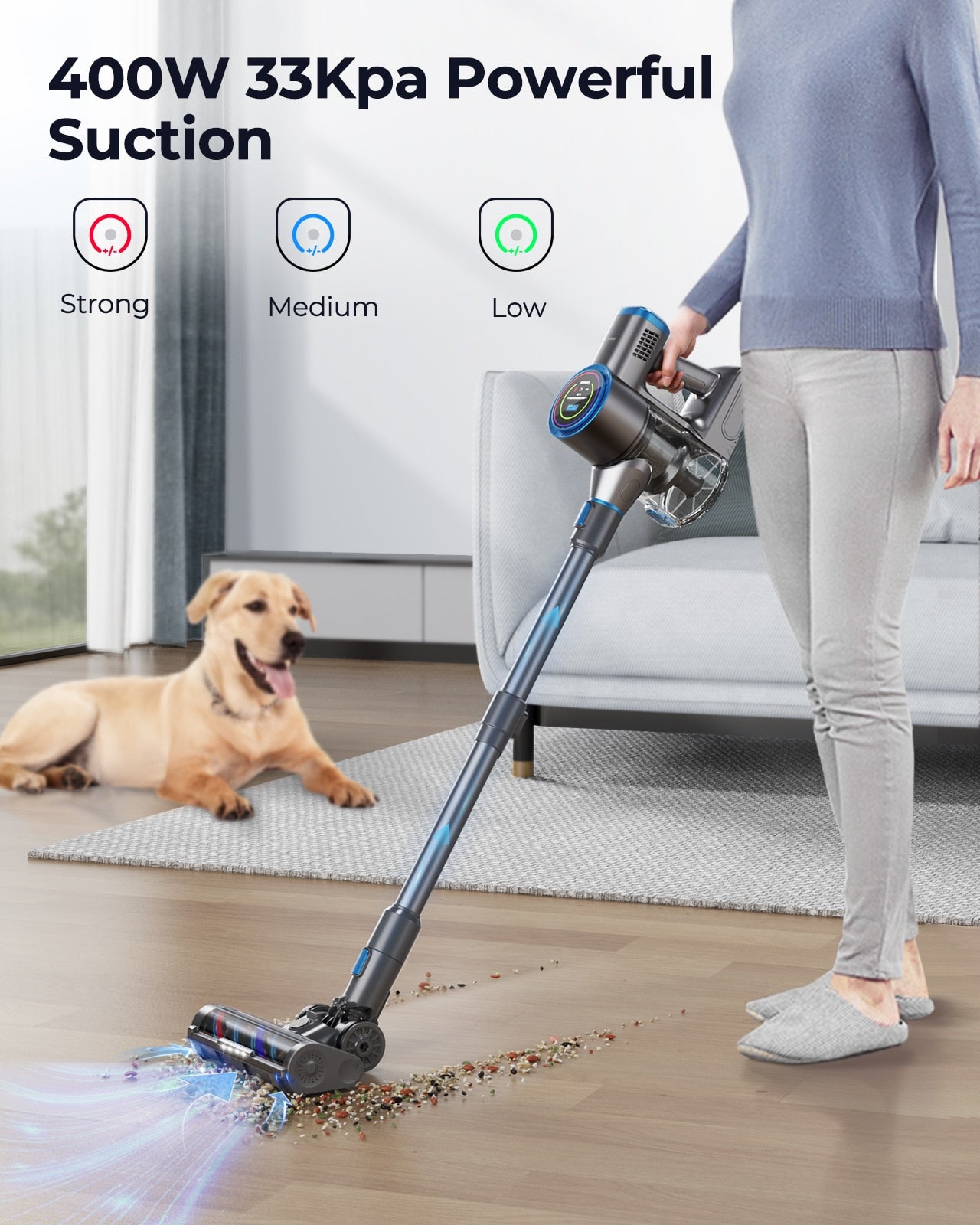 400W 33KPA Suction Power Handheld Wireless Cordless  Vacuum Cleaner for Smart Double Display Home appliance 1L Dust Cup Elite 4