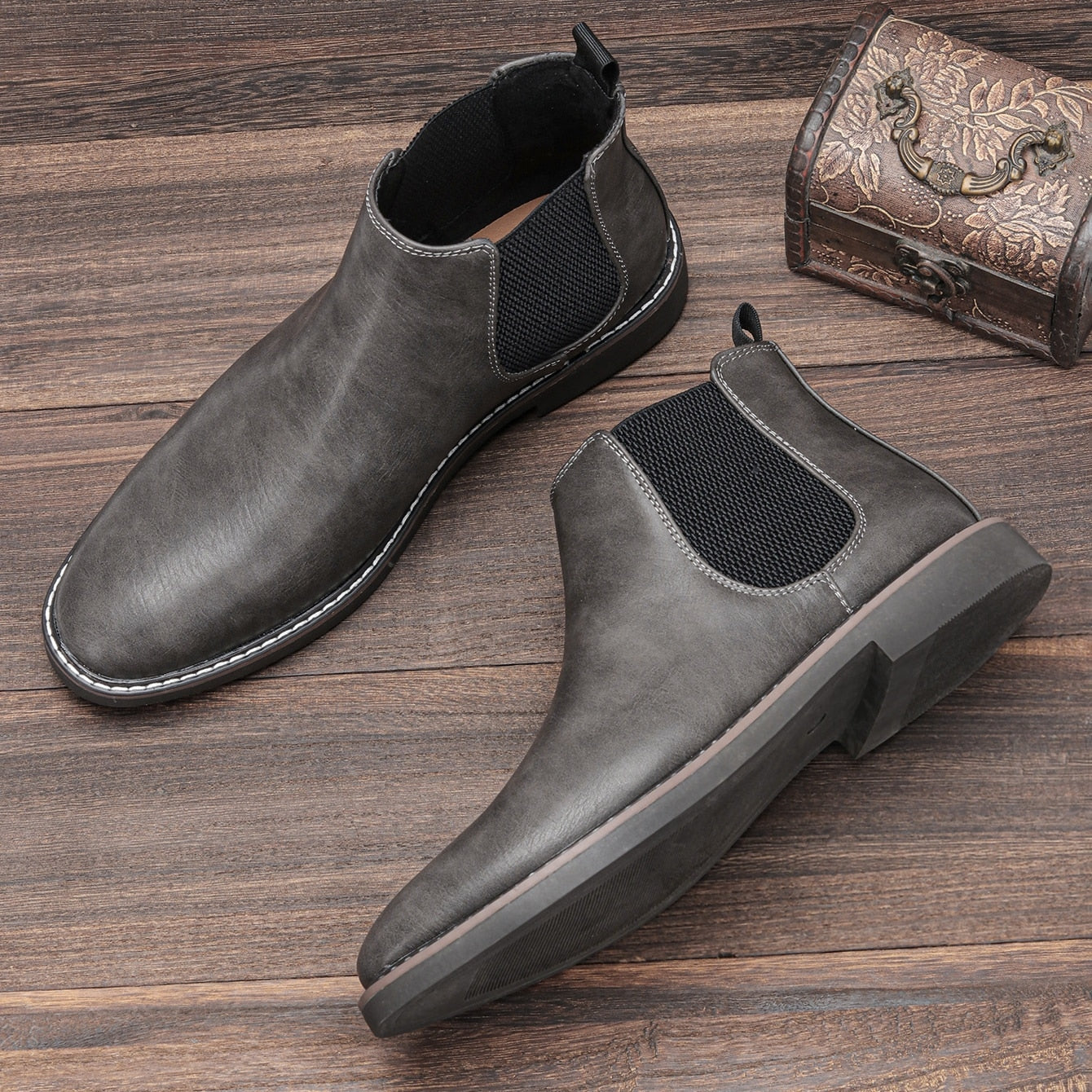 40~46 Chelsea Boots Men 2023 Brand Comfortable Fashion Leather Men Boots #KD5318