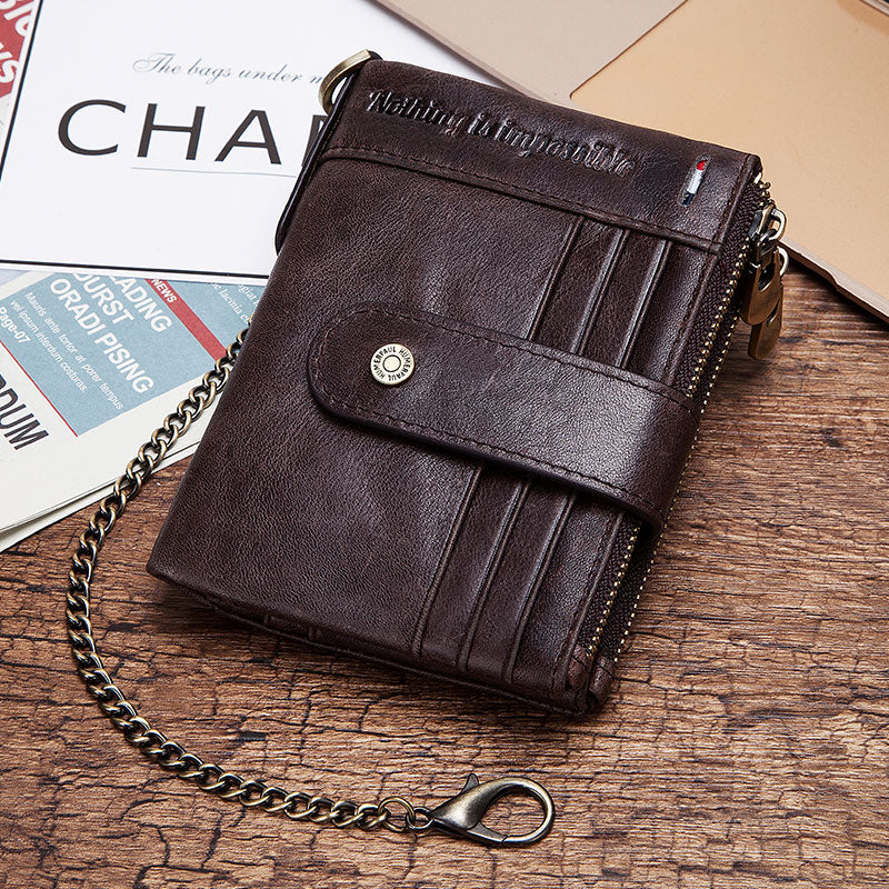 HUMERPAUL Cardholder Wallet Men RFID Genuine Leather Organizer Wallets with Coin Pocket Short Desigh Clutch Purse with ID Window