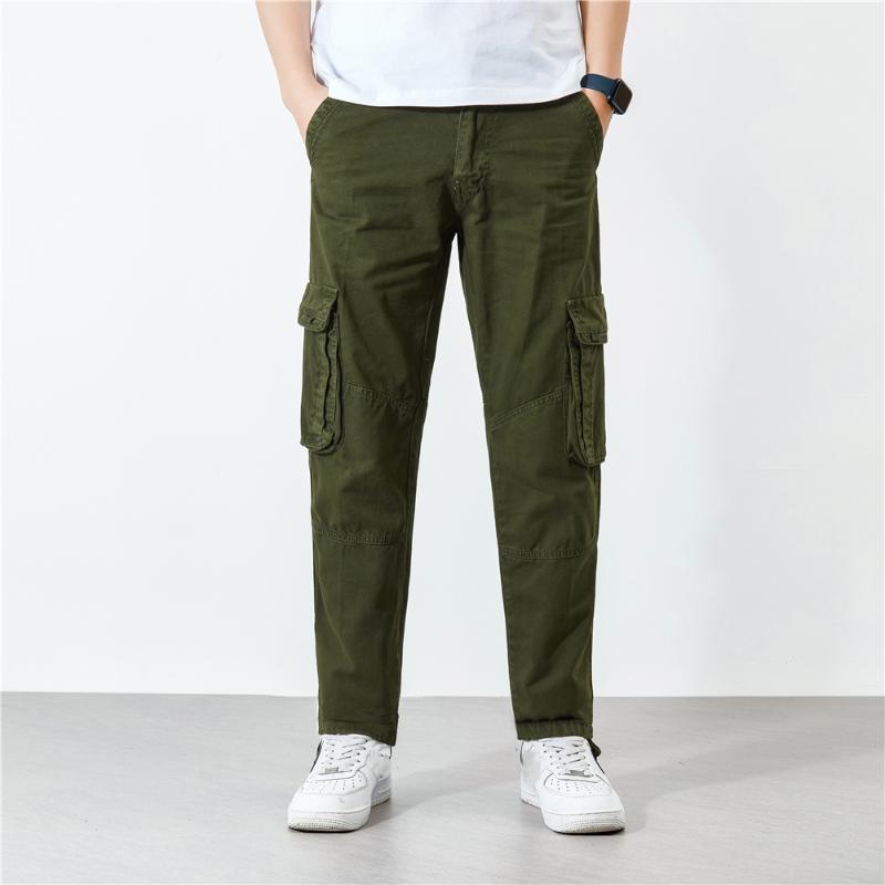 Cargo Pants Men Safari Style Multiple Pockets Causal Pants Mens Cotton Loose Trousers Military Solid Color Full Length Trousers