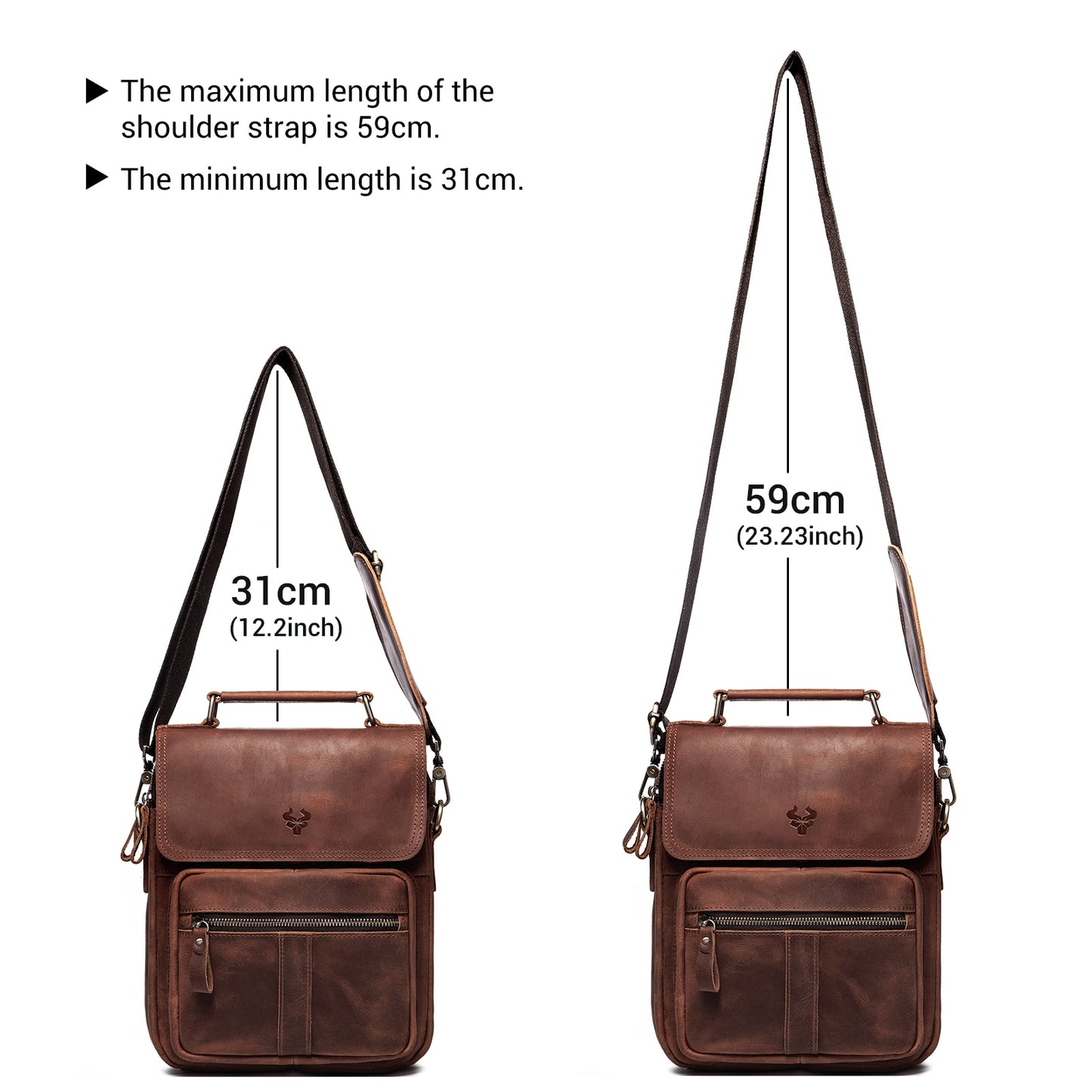 HUMERPAUL Genuine Leather Men's Shoulder Bag Luxury Work Business Messenger Bags Fashion Male Crossbody with Adjustable Straps