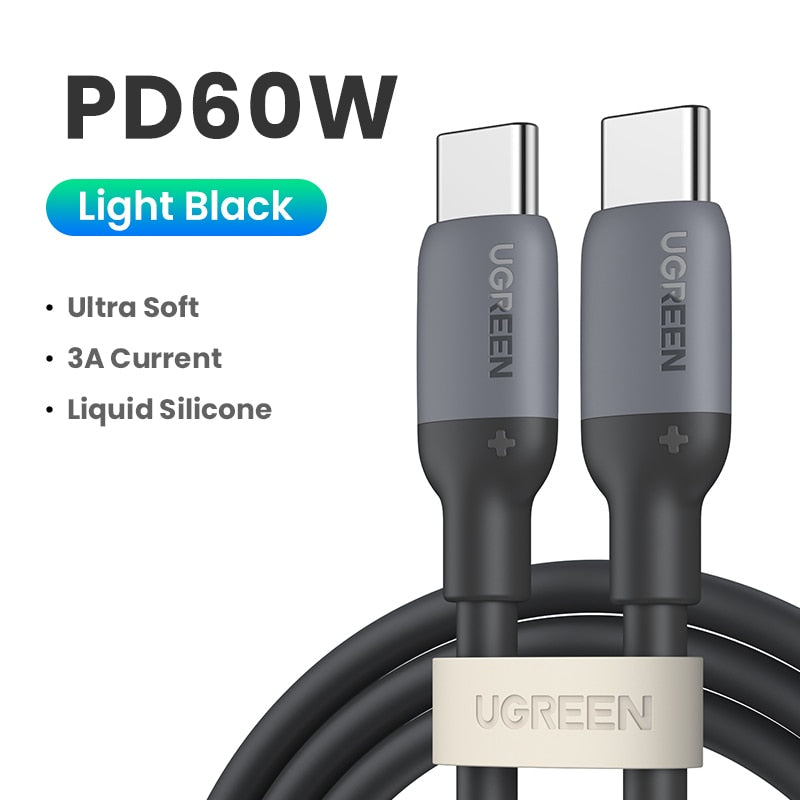 UGREEN 60W 100W USB C To Type C Cable PD Fast Charging Charger Cable For Macbook Xiaomi Samsung POCO Liquid Silicone USB Cable