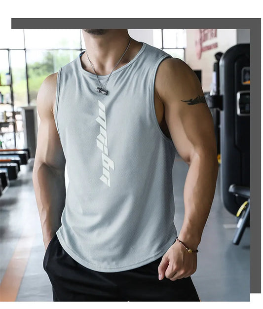 2023 NEW Fitness Sports Tank Tops Men Gyms Workout Sleeveles Shirt Male Summer Loose Undershirt basketball Running men Ves
