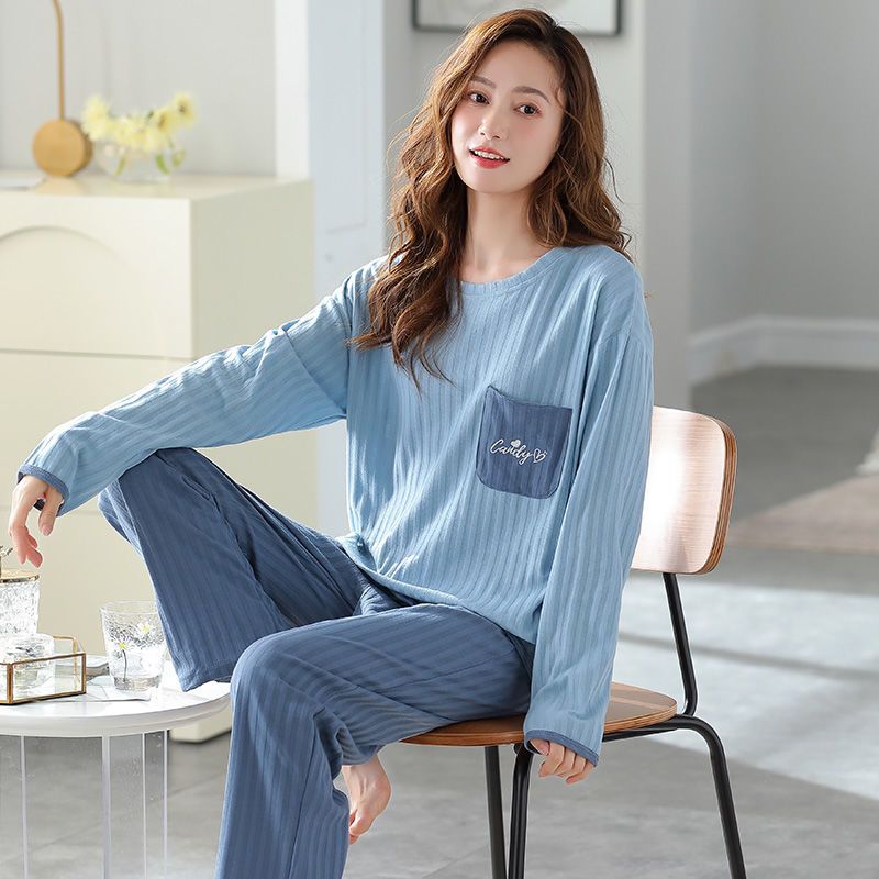 Summer Knitted Cotton Elegant Pajamas Set Women Pyjamas Polka Dots Sleepwear Nightwear Pijama Mujer Plus Size Calf-Length Pants