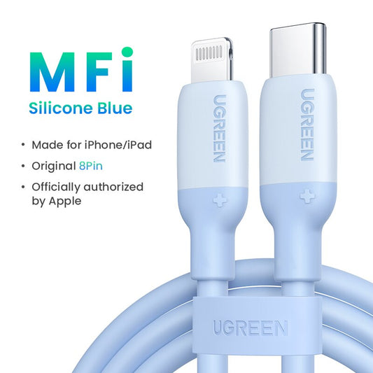 UGREEN MFi Silicone USB C to Lightning Cable 20W PD for iPhone 14 13 12 Pro Max Fast Charging for Phone Type C Cable