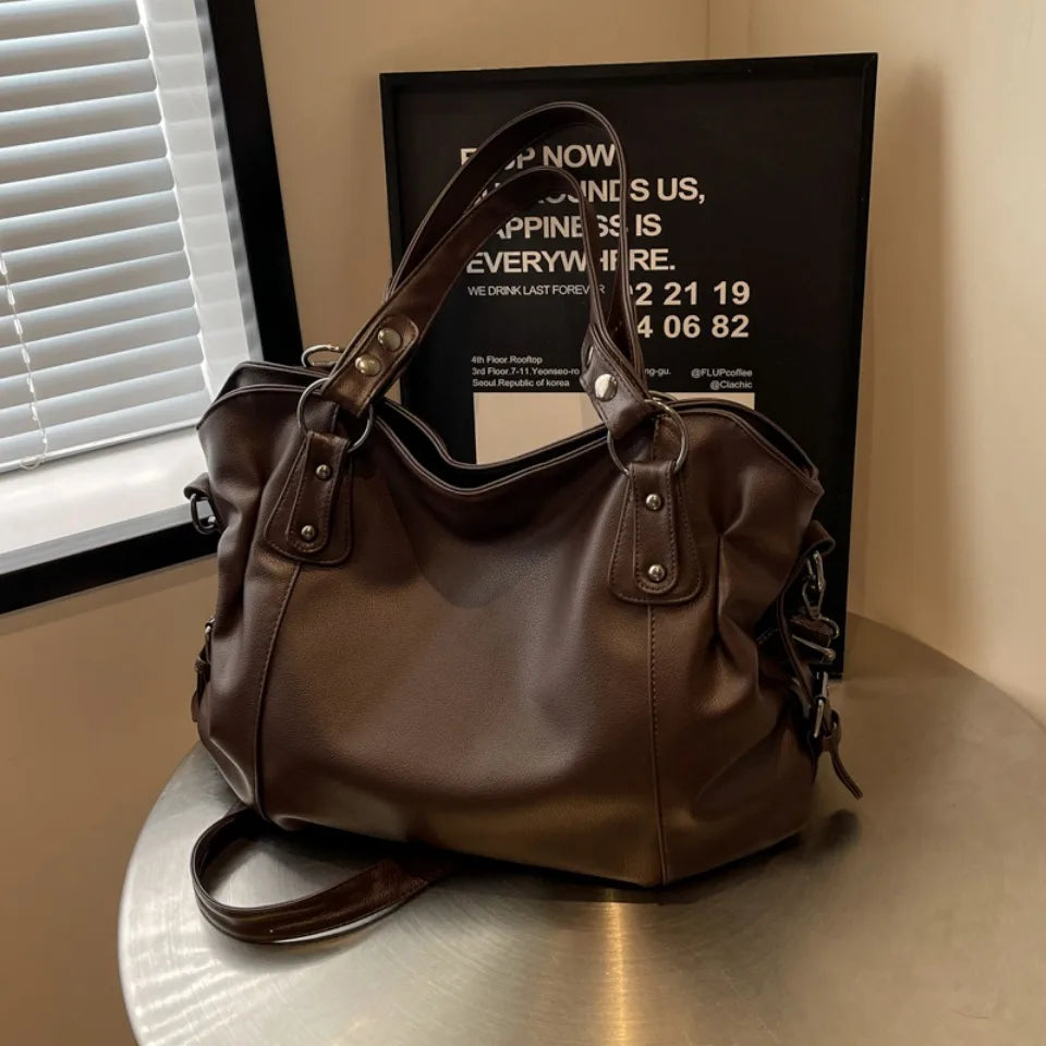 Female Hobo Handbag Large Capacity Shoulder Bags Big Stylsih Casual Tote Bag Ladies A4 Soft Leather Crossbody Bags Business Sac