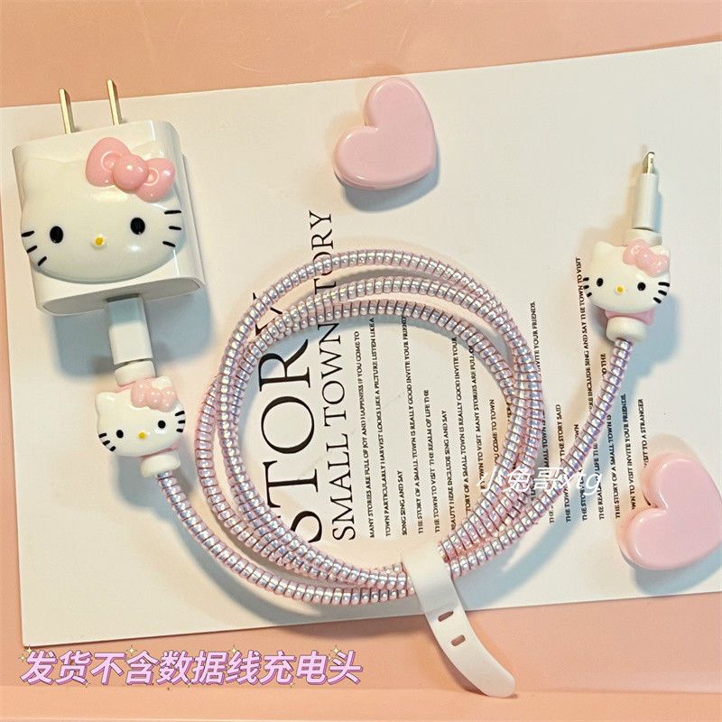 Hello Kitty Kawaii Data Cable Protection Rope Girl Charger Protective Case Headphone Winding Protection Rope Girl Gifts