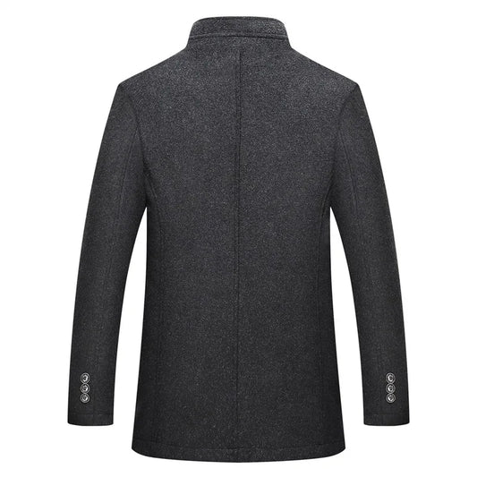 Winter Warm Wool Blend Coat Men Thick Overcoats Topcoat Mens Single Breasted Jackets And Coats With Adjustable Vest Men's Coat