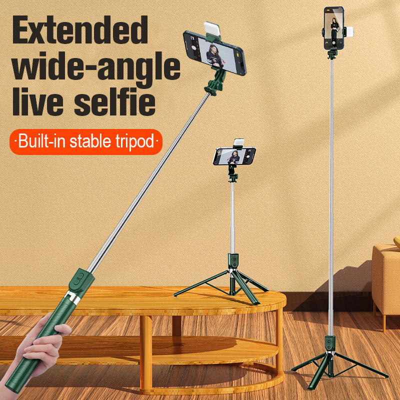 Wireless Telescopic Selfie Stick Bluetooth Foldable Tripod for Photo Live with Fill Light Remote Control Shutter for IOS Android