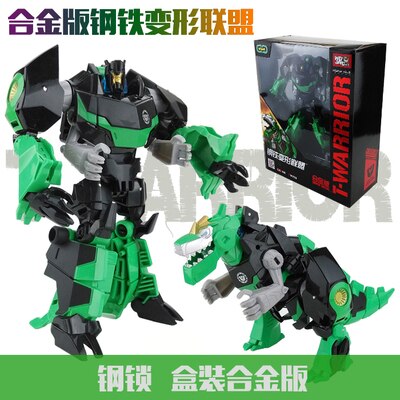 Megaman Transformers Leader&#39;s Challenge Alloy Megatron Optimus Prime Bumblebee Drift Crossbolt Iron Fist Steel Cable Kids Gift