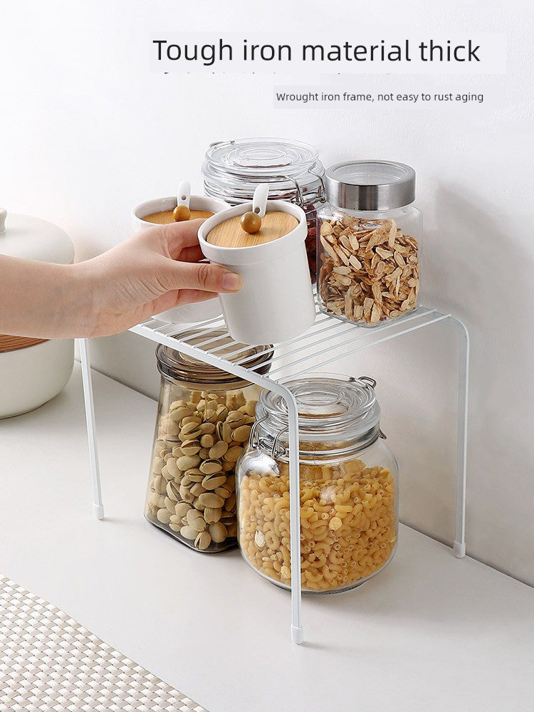 Retractable Frying Pan Layered Rack Seasoning Bottle Storage Kitchen