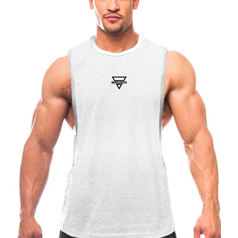 Mens Gym Tank Top Mesh Fitness Bodybuilding Stringer Singles Outdoor Quick Dry Training Vest muscle shirt Summer sleeveless tees