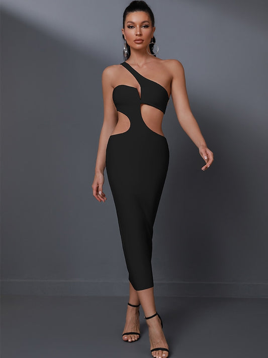 White Bandage Dress Women Midi Party Dress Bodycon Elegant Cut Out Sexy Backless Evening Birthday Club Outfits Summer 2023