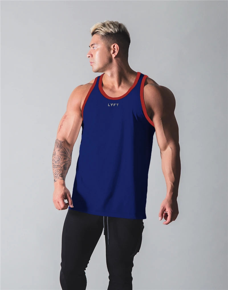 Men's Sports Bodybuilding Vest Gym Workout Fitness Cotton Sleeveless Shirt Running Clothes Summer Casual Wind Solid Color Vest