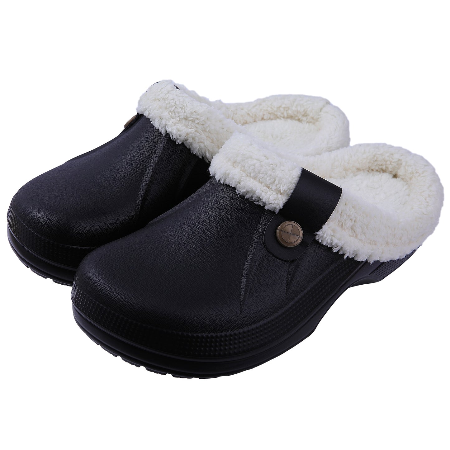 Comwarm Indoor Women Warm Slippers Garden Shoes Soft Waterproof EVA Plush Slippers Female Clogs Couples Home Bedroom Fuzzy Shoes