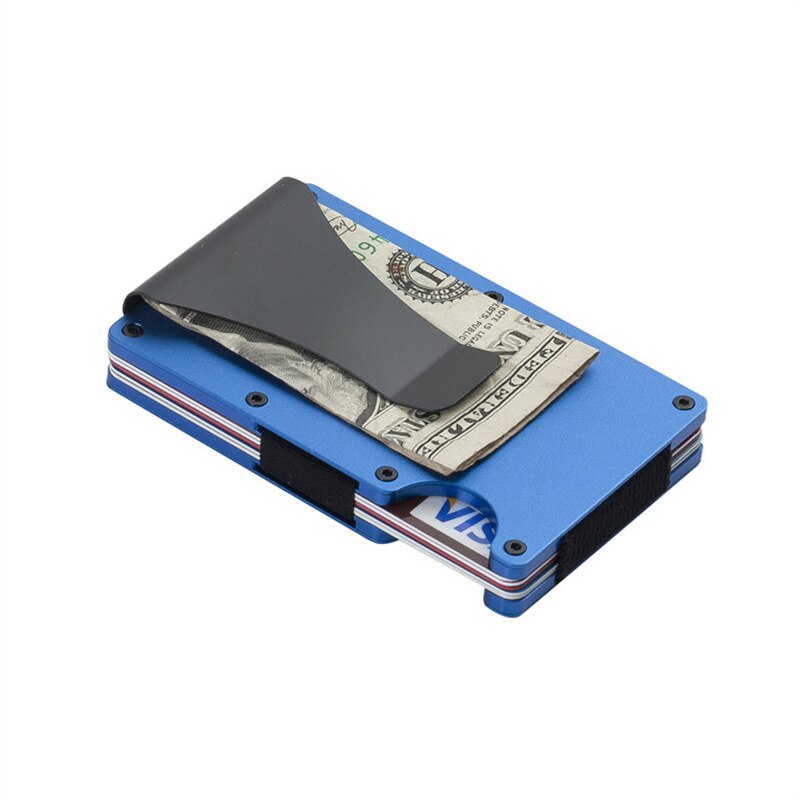 Minimalist Slim Wallet for Men RFID Blocking Credit Card Holder Aluminum Metal Small Wallets Cash Strap Porta Credencial