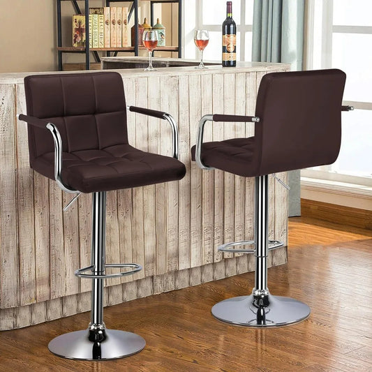 4pcs Adjustable Bar Stools Swivel Bar Chairs Height Stool for Kitchen PU Leather Dining Barstools Chairs