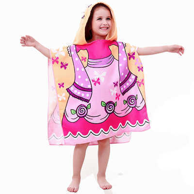 Baby Hooded Bath Towel Poncho Children Kids Bathrobe Towels Bath Robe Quick Dry Absorbent Microfiber Travel Sports Beach Towel