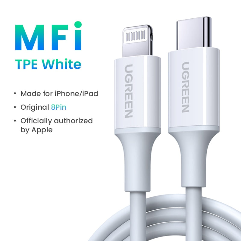 UGREEN MFi Silicone USB C to Lightning Cable 20W PD for iPhone 14 13 12 Pro Max Fast Charging for Phone Type C Cable