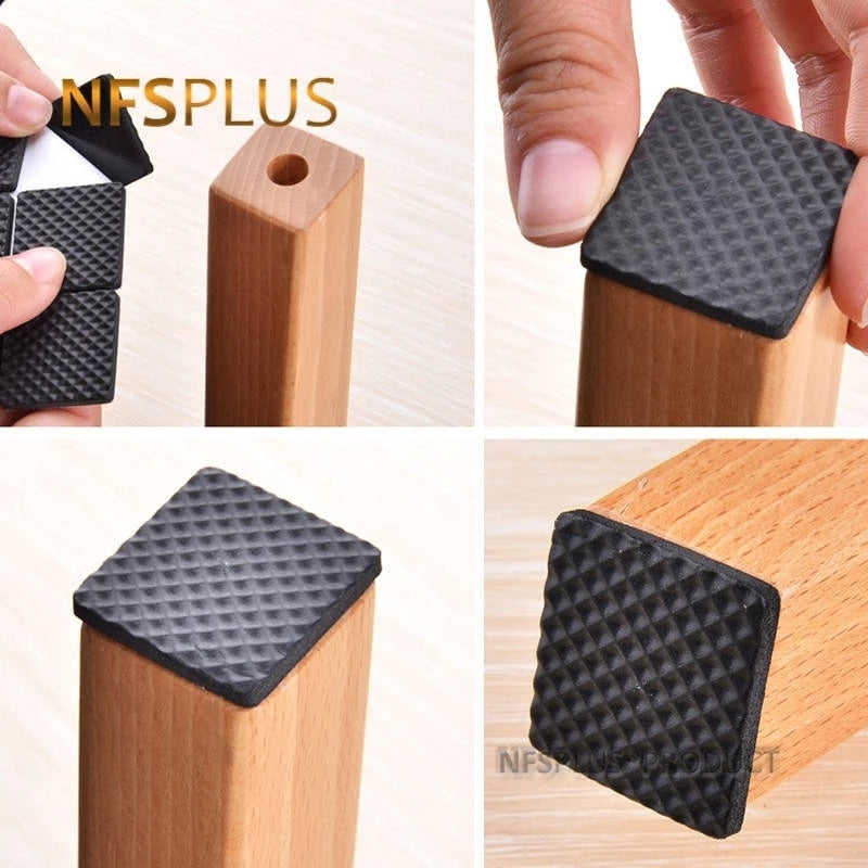 6 Pack Protective Pads For Chair and Tables 46MM Square Round Black Anti Vibration Non Shake TPR Sticky Anti-Slip Floor Mat Pad