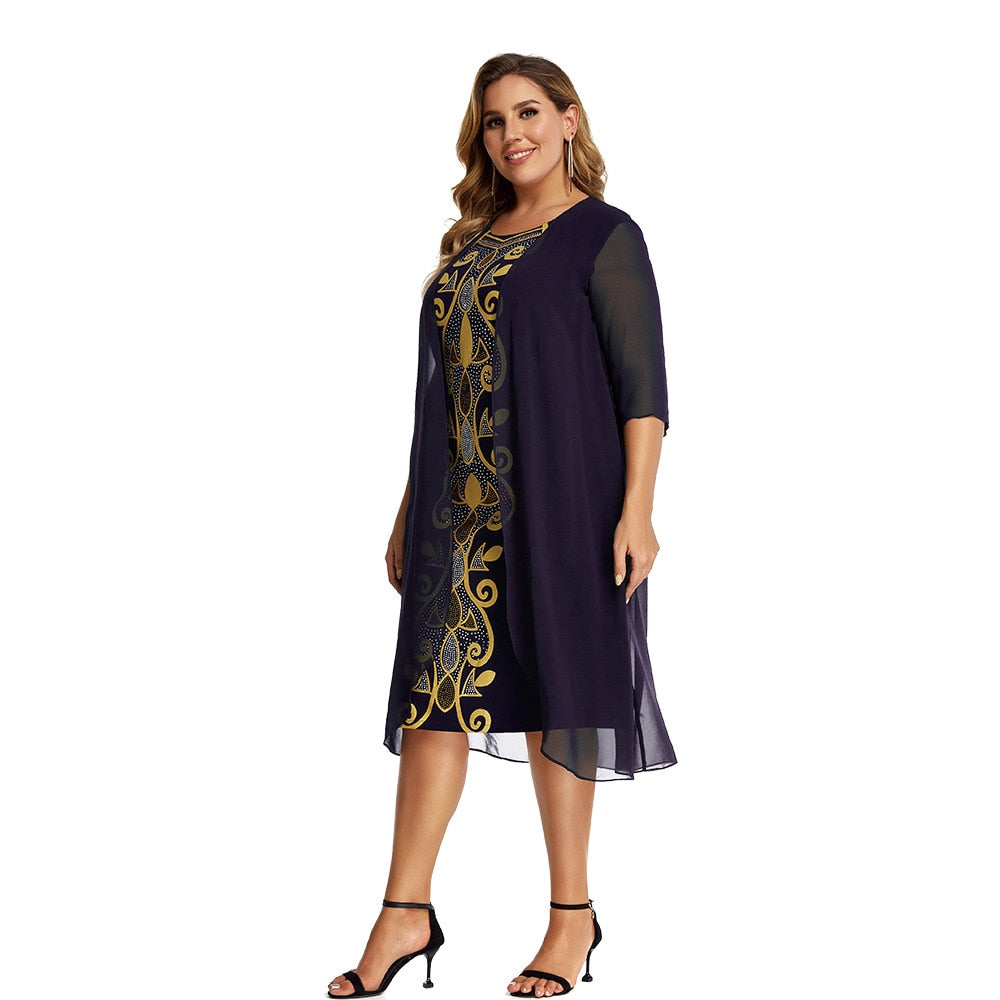 Yitonglian Ladies Vintage Palace Style Casual Tunic Dress for Women Plus Size False Two Piece Spring Summer Vestidos  W110