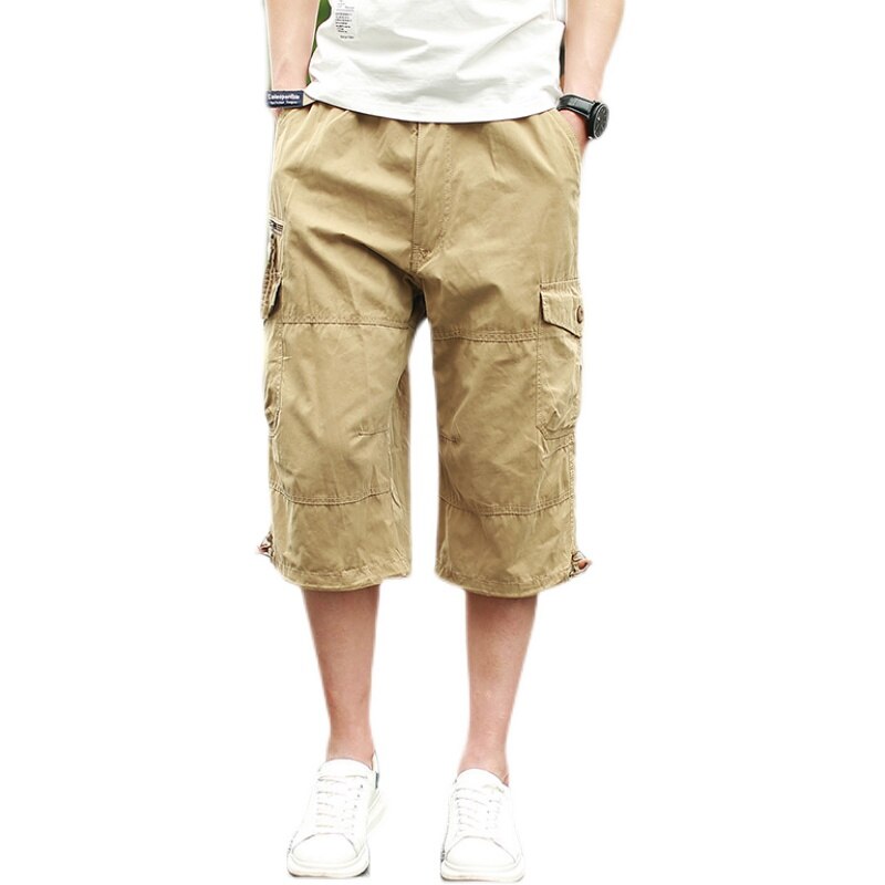 2022 Summer Cargo Shorts Men Cotton Casual Outdoor Loose Men's Shorts Multi Pocket Calf Length Pants Men Plus Size Dropshipping