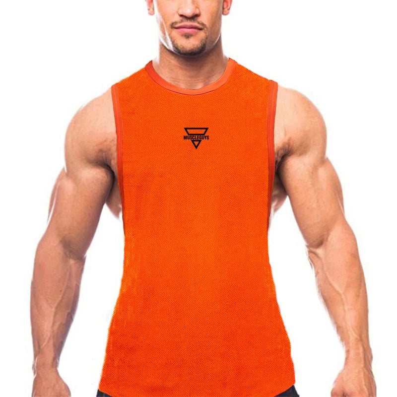 Mens Gym Tank Top Mesh Fitness Bodybuilding Stringer Singles Outdoor Quick Dry Training Vest muscle shirt Summer sleeveless tees