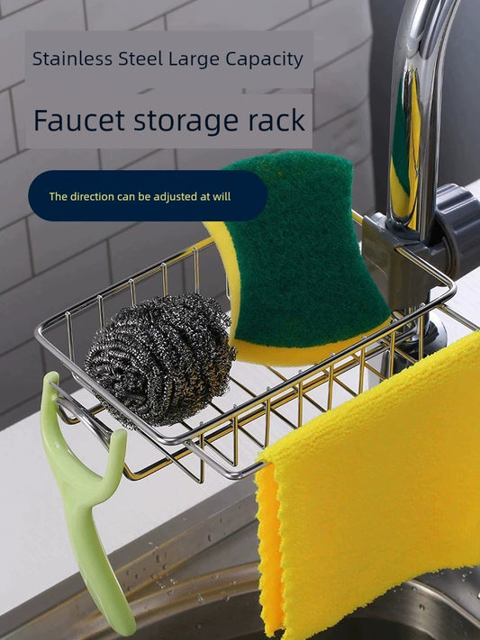 Stainless Steel For Home Sponge and Cloth Racks Hanging on a Faucet