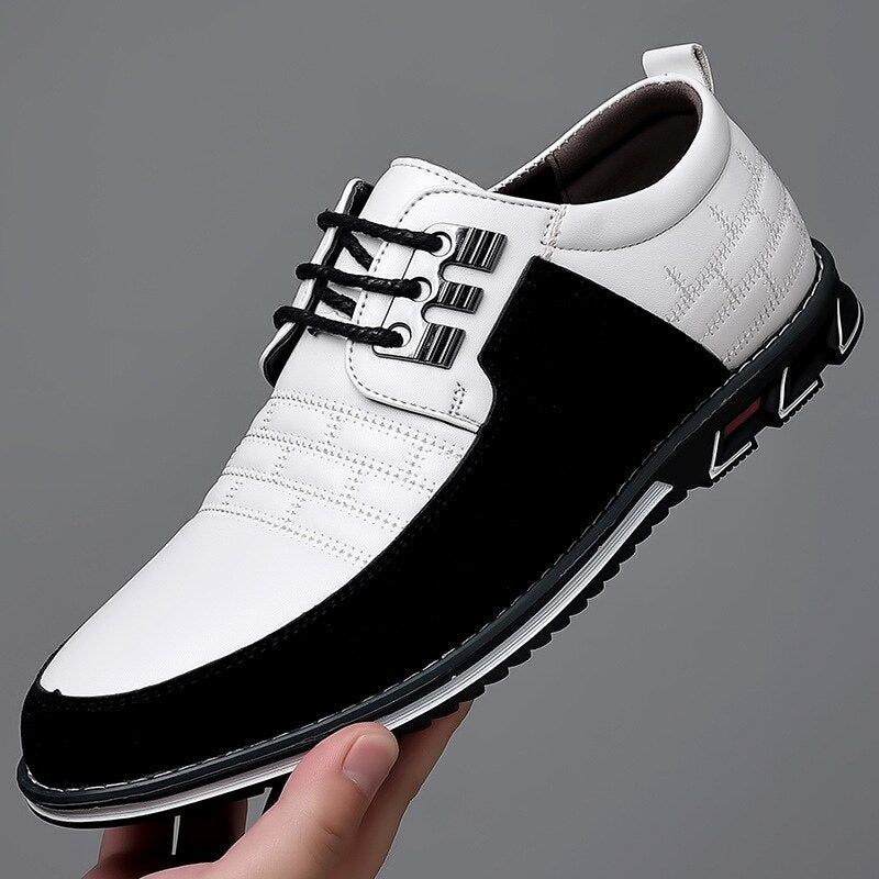 Men Shoe Sneakers Shoes Fashion Brand Classic Lace-Up Mens Casual Loafers PU Leather Black Breathable Business Brands Sneaker