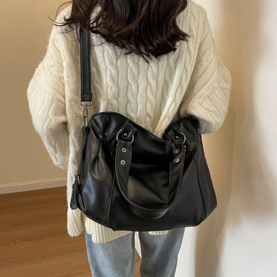 Female Hobo Handbag Large Capacity Shoulder Bags Big Stylsih Casual Tote Bag Ladies A4 Soft Leather Crossbody Bags Business Sac