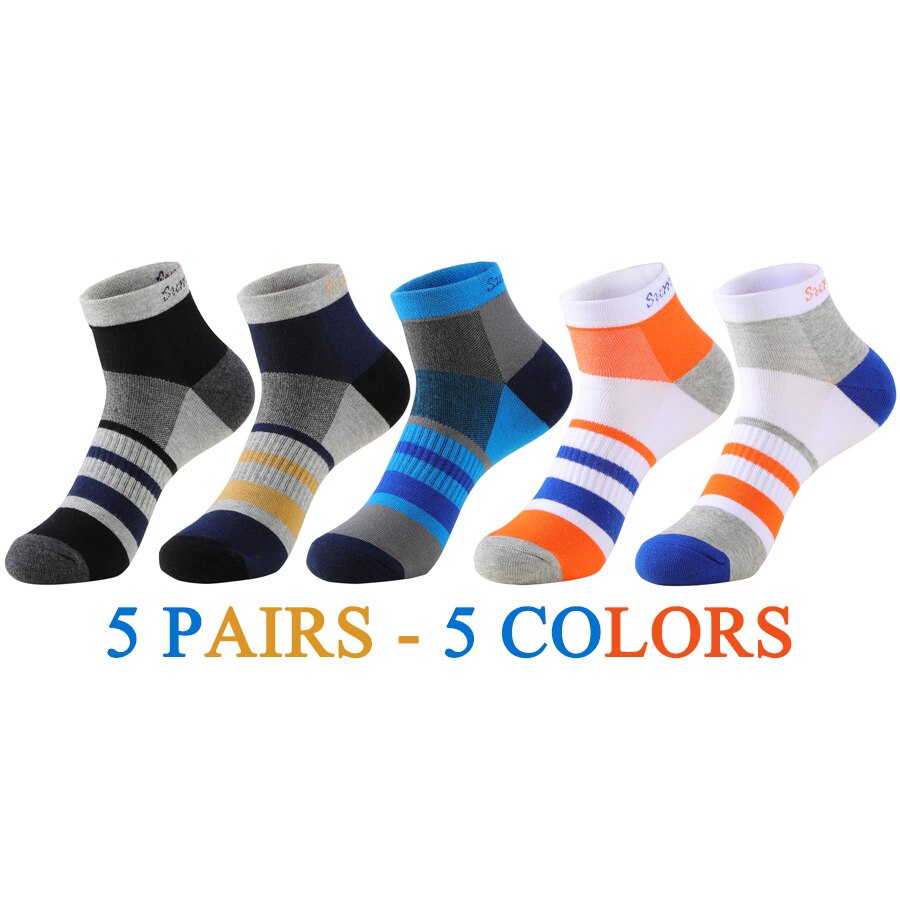 5 Pairs/Lot Mens Running Socks Casual Outdoor Sports Cotton Orange Red Stripes Compression Black 15 Styles Travel Hot Sale 2023