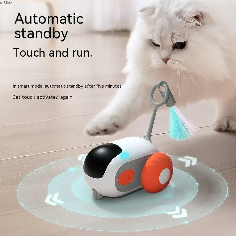 ATUBAN Remote Smart Cat Toy,Active Rolling Car with Replaceable Car,Rechargeable Wicked Car for Indoor Cats/Kitten Small Dogs