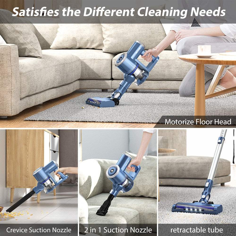 PRETTYCARE W200 Cordless Vacuum Cleaner with LED Display 21kPa Suction,1.2L Dust Cup Cleanering for Hard Floor Handheld Vacuum