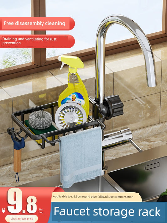 Racks Hanging on a Faucet Vegetable Washing Sink Sponge Brush Kitchen