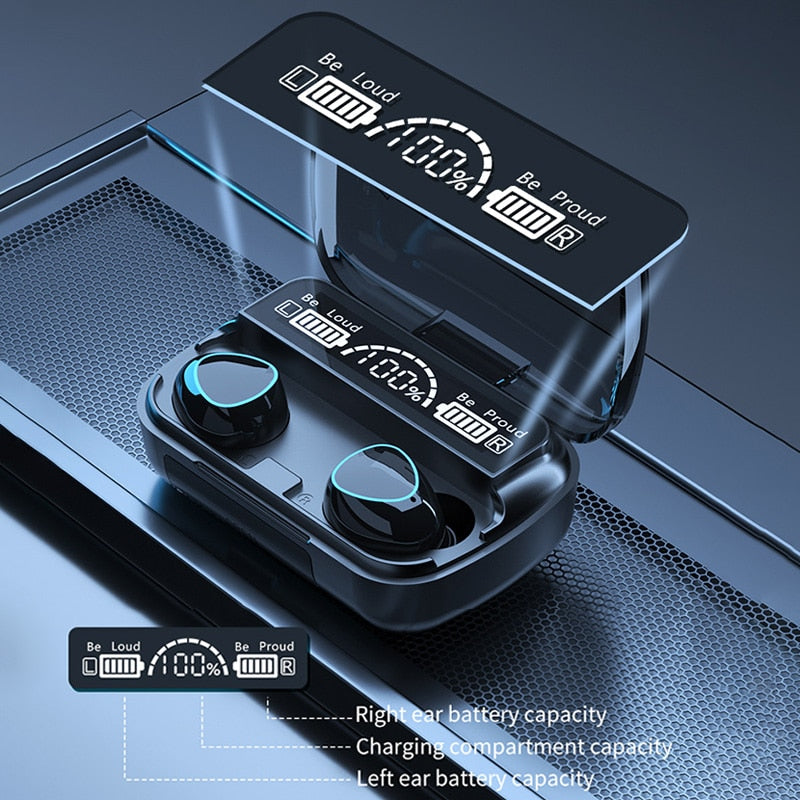 TWS M10 Wireless Bluetooth 5.1 Earphones 2000mA Portable Mini Power Bank Wireless Bluetooth Game Music Earphones for iPhone