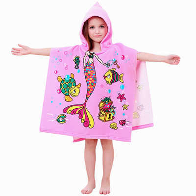 Baby Hooded Bath Towel Poncho Children Kids Bathrobe Towels Bath Robe Quick Dry Absorbent Microfiber Travel Sports Beach Towel