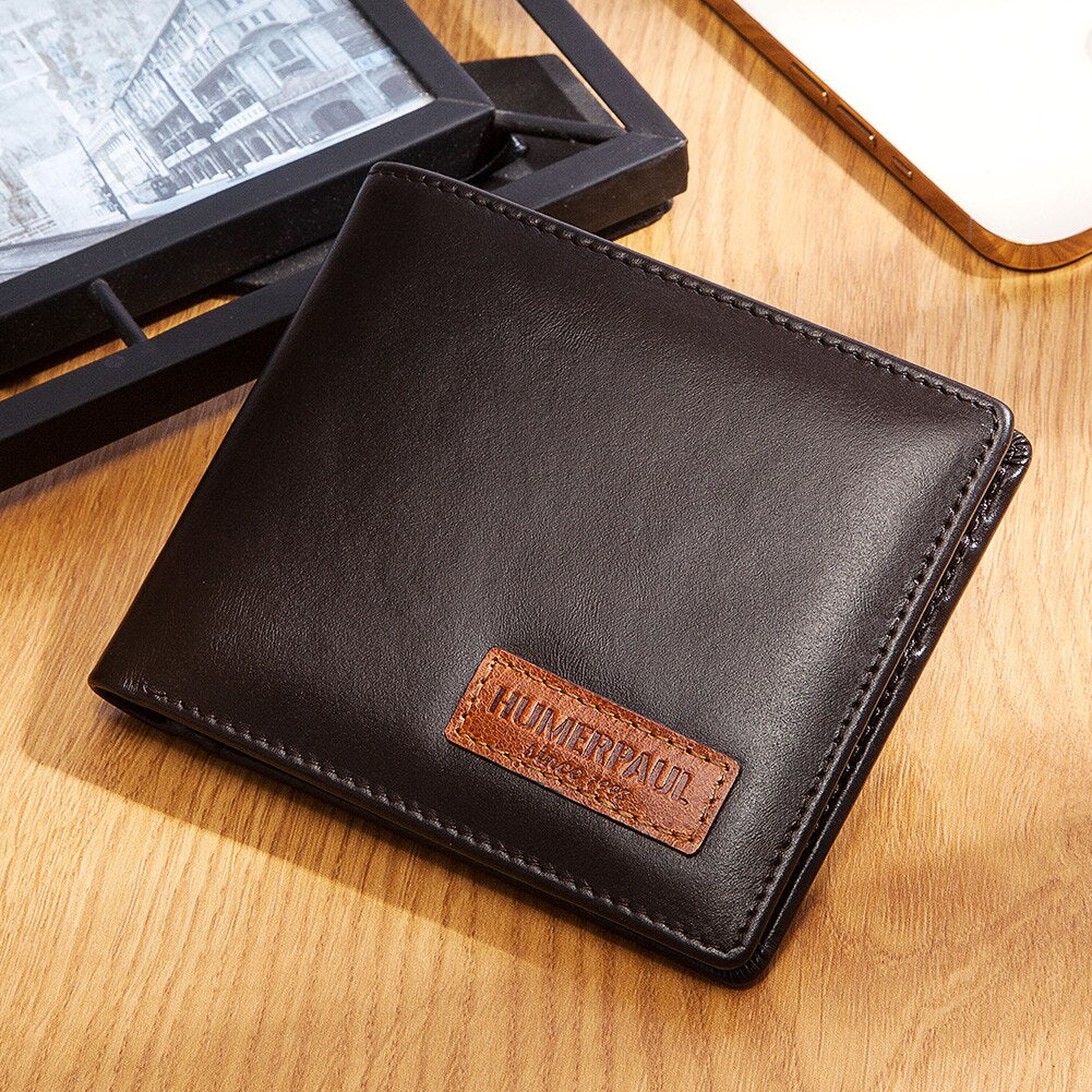 HUMERPAUL RFID Apple AirTag Wallet for Men Genuine Leather Card Holder Wallets Short Male Money Bag with Coin Pocket Cartera