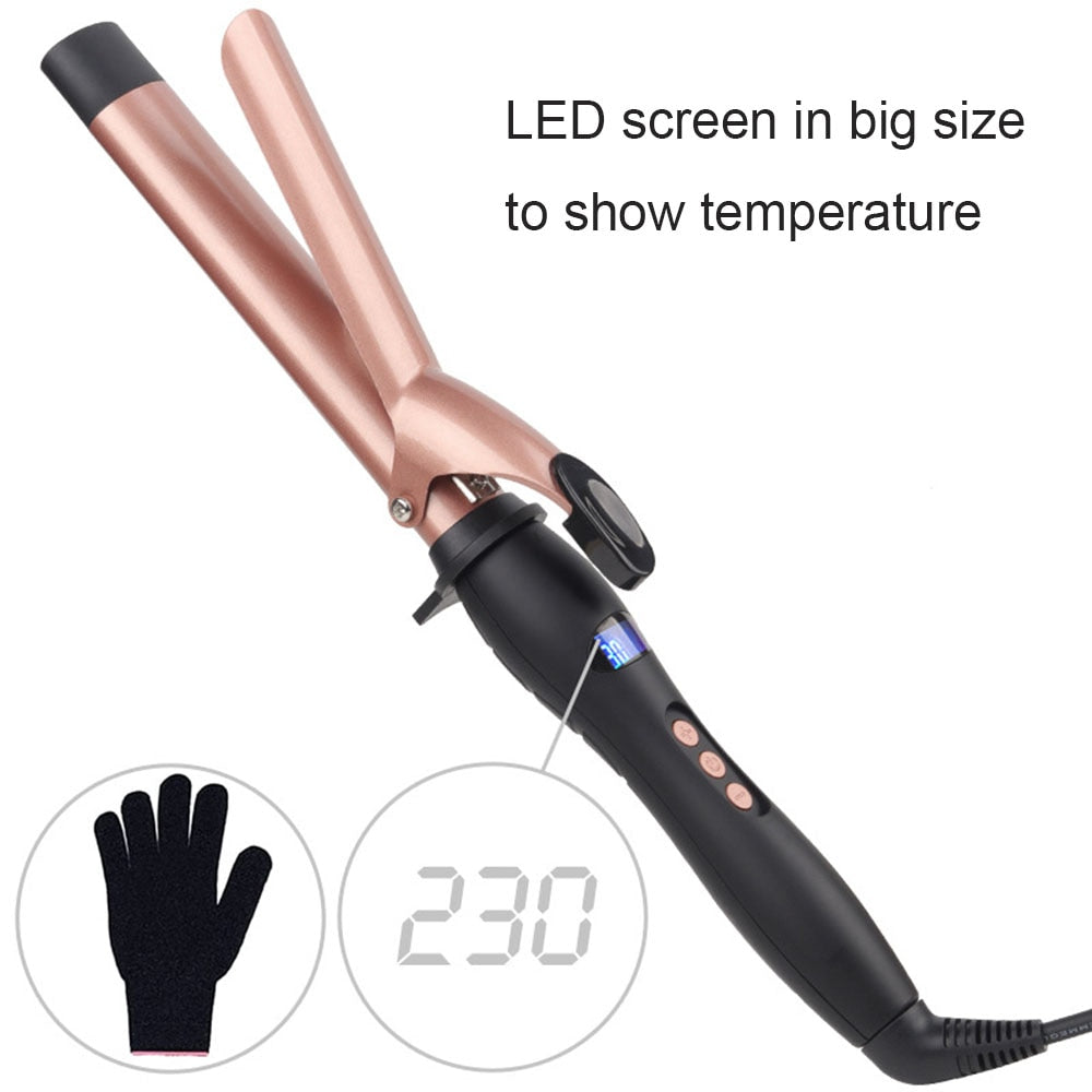 Hair Curler Curling Iron with Tourmaline Ceramic Coating Wand Anti-scalding Insulated Tip Salon Curly Waver Maker Styling Tools