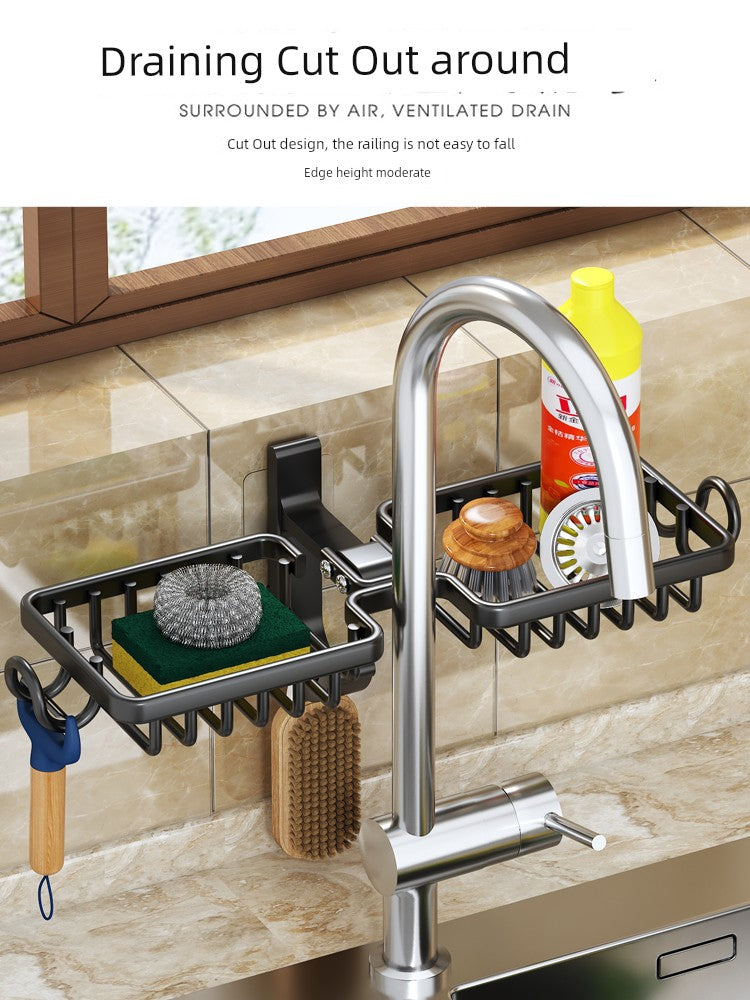 Racks Hanging on a Faucet Vegetable Washing Sink Sponge Brush Kitchen