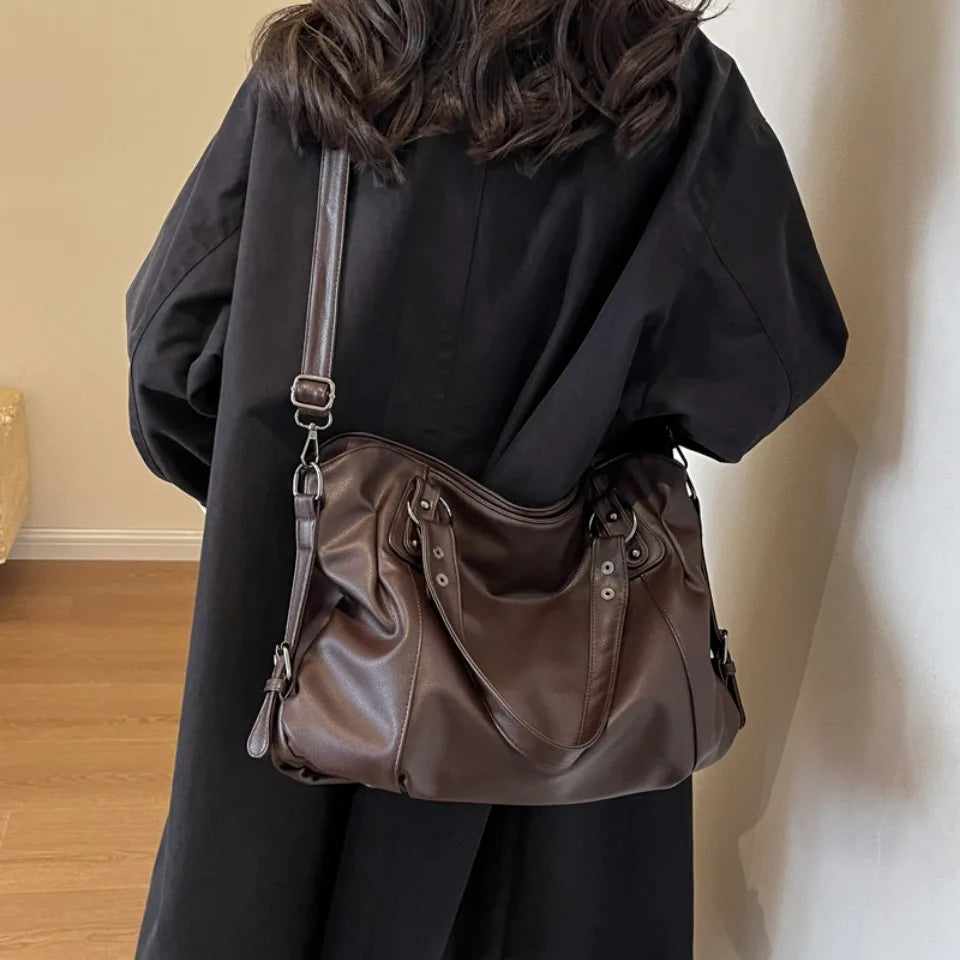Female Hobo Handbag Large Capacity Shoulder Bags Big Stylsih Casual Tote Bag Ladies A4 Soft Leather Crossbody Bags Business Sac