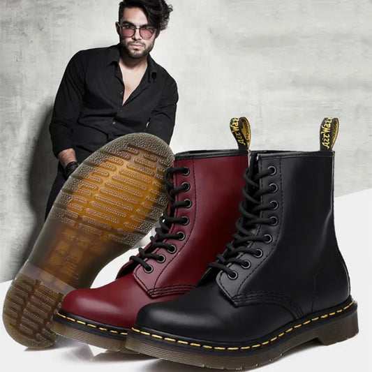 Fashion Winter Leather Men Ankle Boots Outdoor Casual Shoes Lightweight Designer Mens Warm Work Boots Classic Handmade Boots