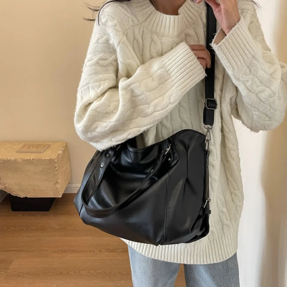 Female Hobo Handbag Large Capacity Shoulder Bags Big Stylsih Casual Tote Bag Ladies A4 Soft Leather Crossbody Bags Business Sac