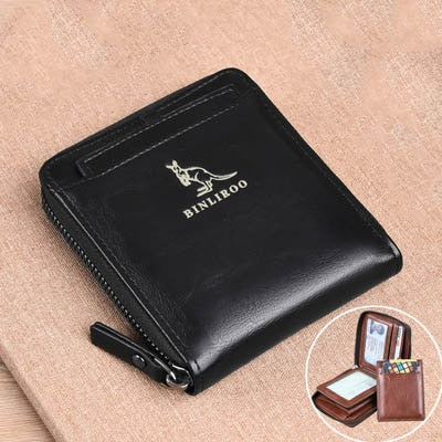 2021 Fashion Men's Coin Purse Wallet RFID Blocking Man Leather Wallet Zipper Business Card Holder ID Money Bag Wallet Male