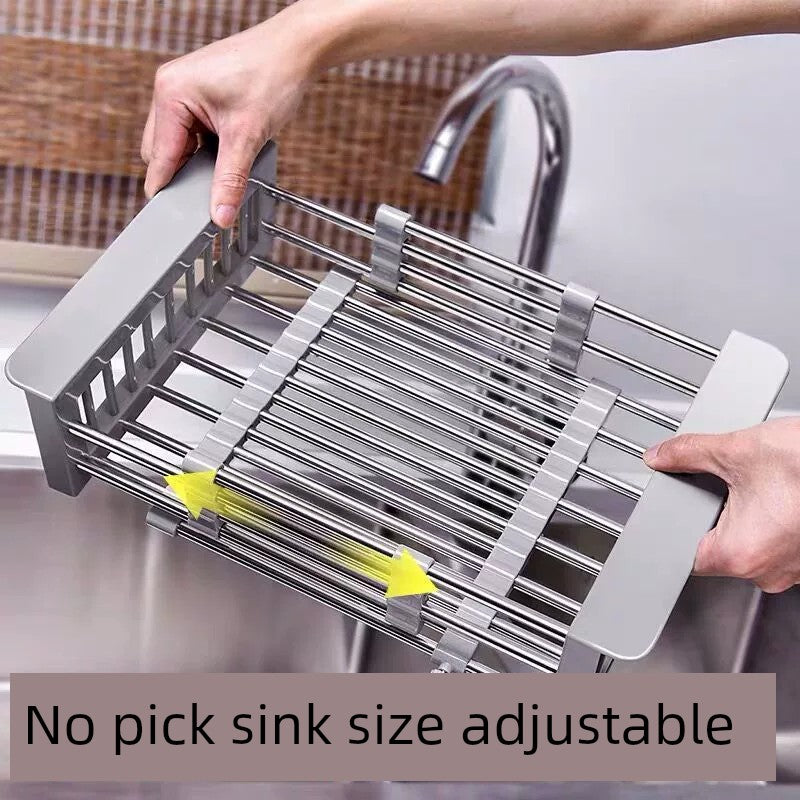Dish Drainer Retractable Kitchen Storage Stainless Steel Sink