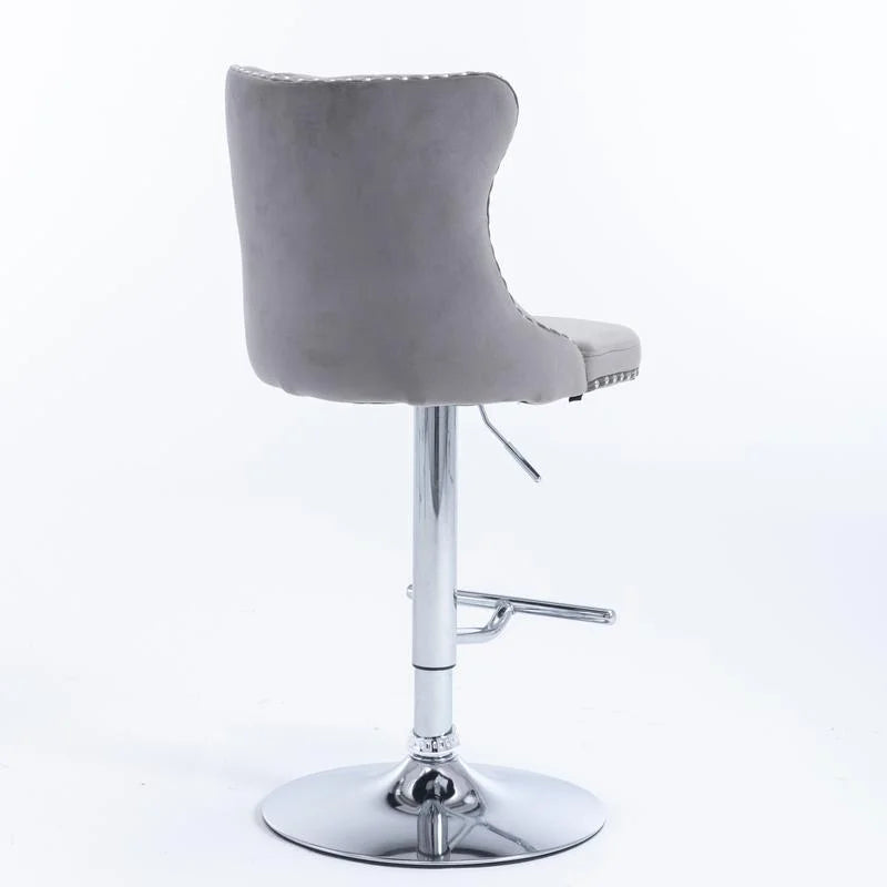 Swivel Velvet Barstools Adjusatble Seat Height from 25-33 Inch, Modern Upholstered Chrome base Bar Stools with Backs Comfortable